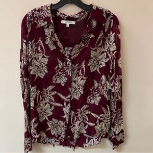 Chic Floral Burgundy Blouse for Women